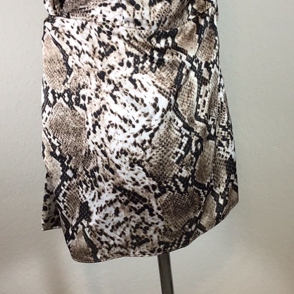 Pink Lily Top Brown Snakeskin Print Blouse V-Neck Spaghetti Whimsey Goth Large - Picture 6 of 13